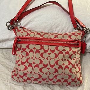 Coach Cross Body Red and Beige